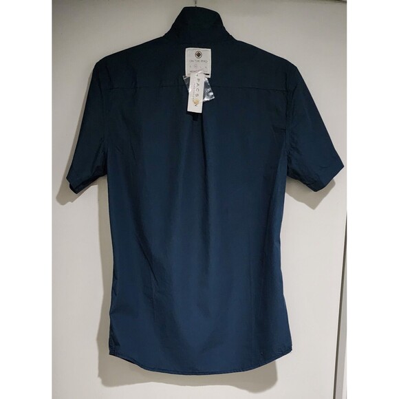 NWT Pacsun On The Byas Mens Button-Up Shirt Sz M Blue Cotton Short Sleeve Tribal - Picture 4 of 8